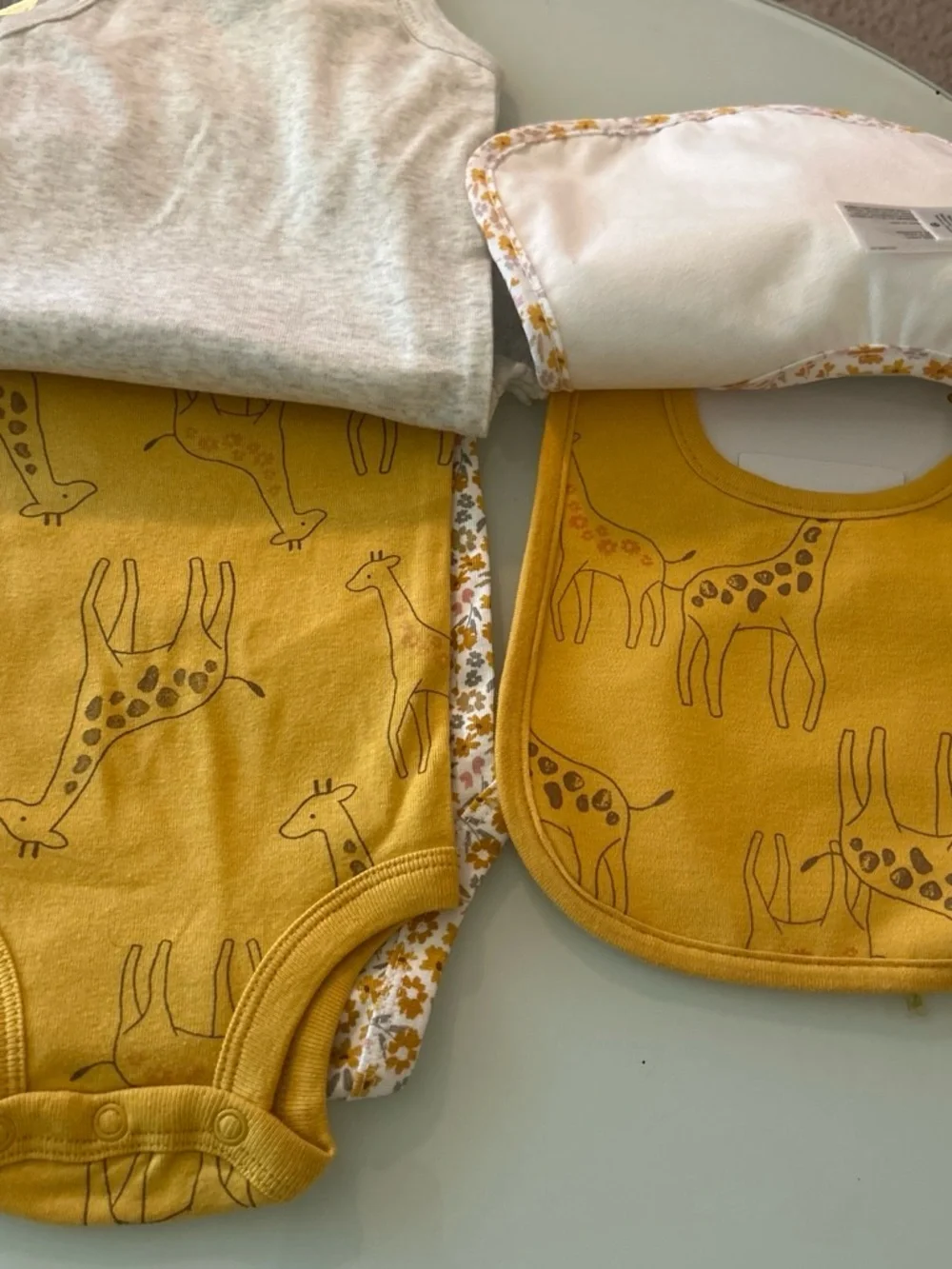 Carter's Gray & Mustard Giraffe Bib and Bodysuit Set
